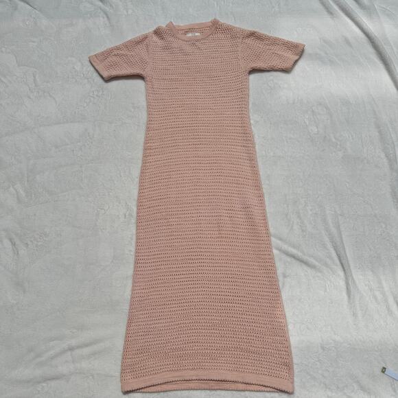Lauren Manoogian Crocheted Cotton-Blend Midi Dress Petal Peach Pink Size 1 Small - Picture 9 of 16
